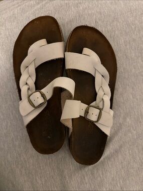 White Braided Buckle Sandals